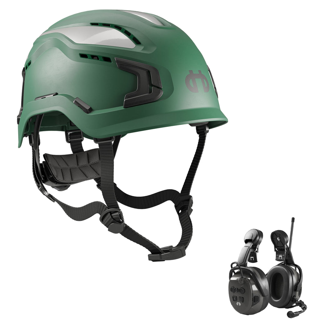 Hellberg Sector Ear Defenders Vented Hard Hat Kit | Green