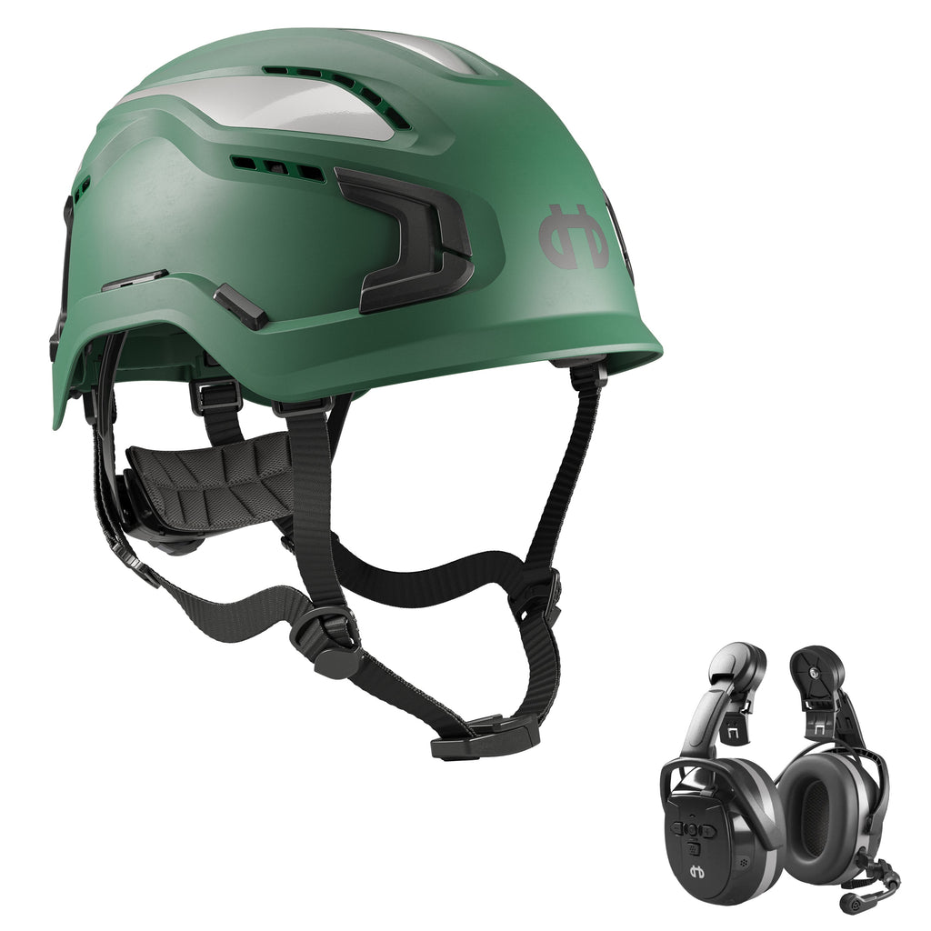 Hellberg Sector Ear Defenders Vented Hard Hat Kit | Green