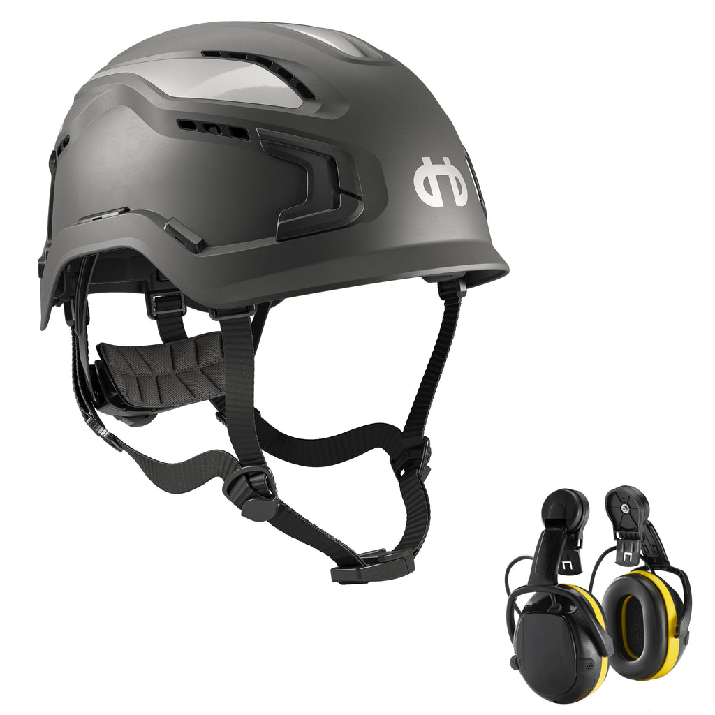 Hellberg Sector Ear Defenders Vented Hard Hat Kit | Grey