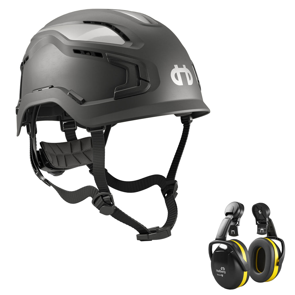 Hellberg Sector Ear Defenders Vented Hard Hat Kit | Grey