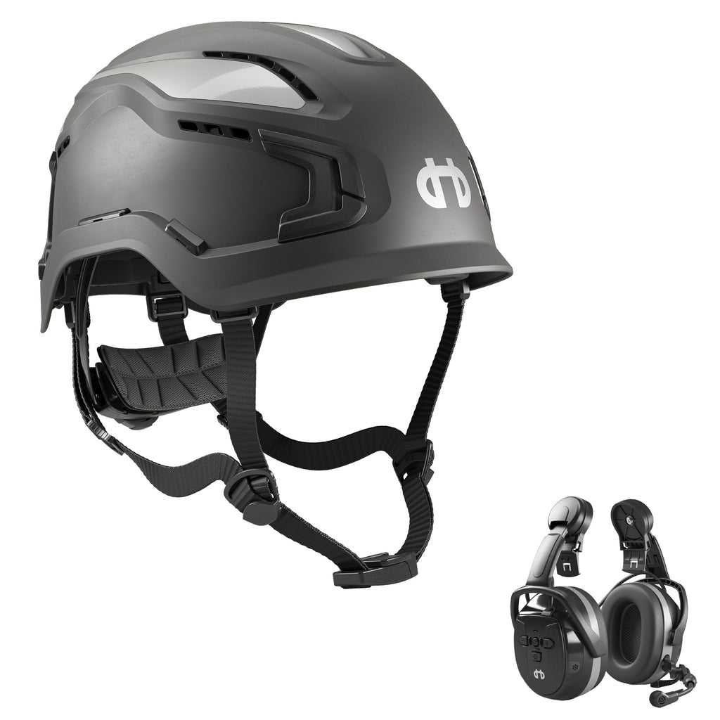Hellberg Sector Ear Defenders Vented Hard Hat Kit | Grey