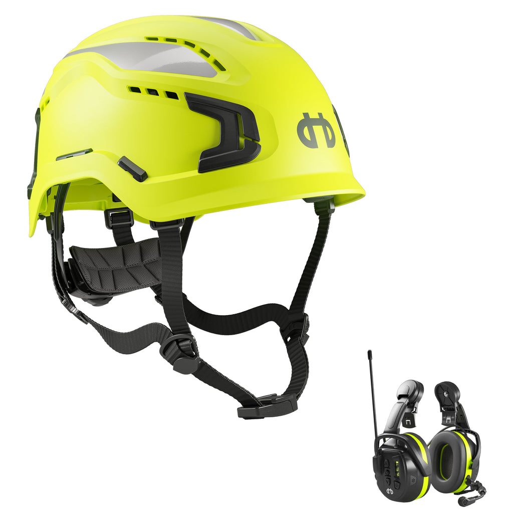 Hellberg Sector Ear Defenders Vented Hard Hat Kit | Neon Yellow