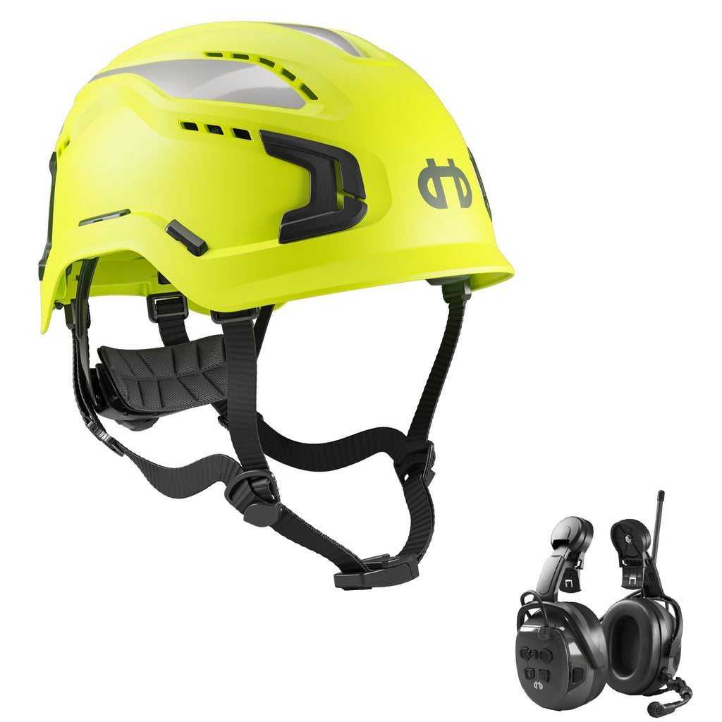 Hellberg Sector Ear Defenders Vented Hard Hat Kit | Neon Yellow