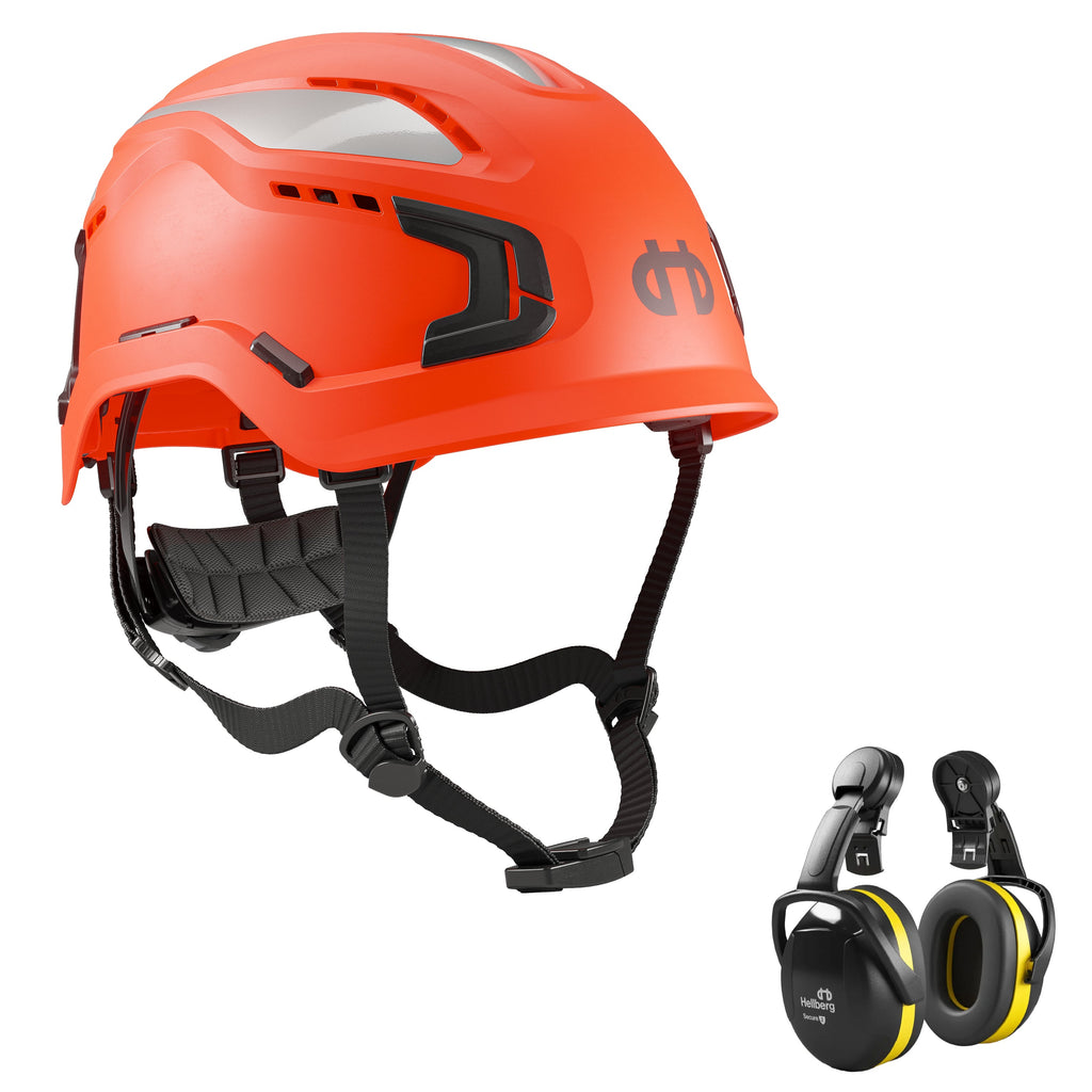 Hellberg Sector Ear Defenders Vented Hard Hat Kit | Orange