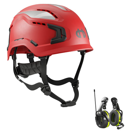 Hellberg Sector Ear Defenders Vented Hard Hat Kit | Red