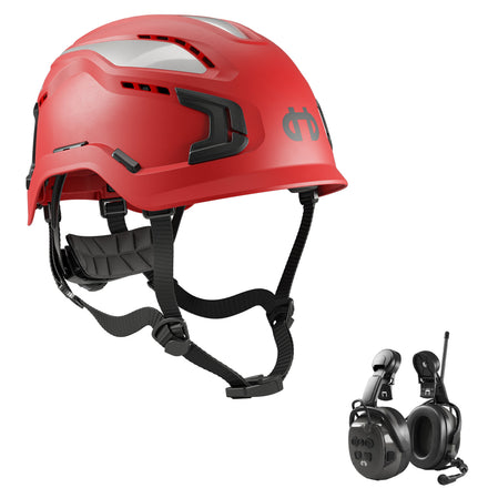 Hellberg Sector Ear Defenders Vented Hard Hat Kit | Red