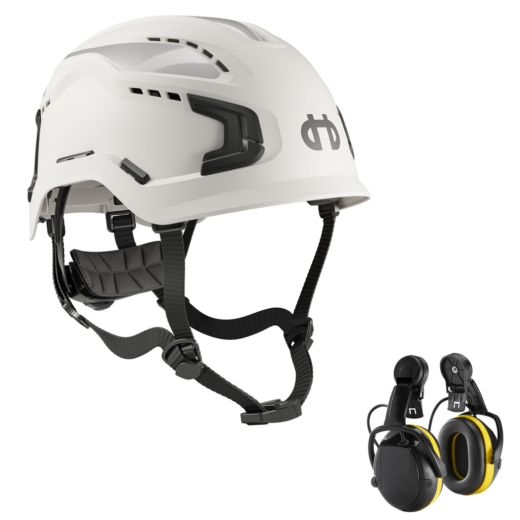 Hellberg Sector Ear Defenders Vented Hard Hat Kit | White