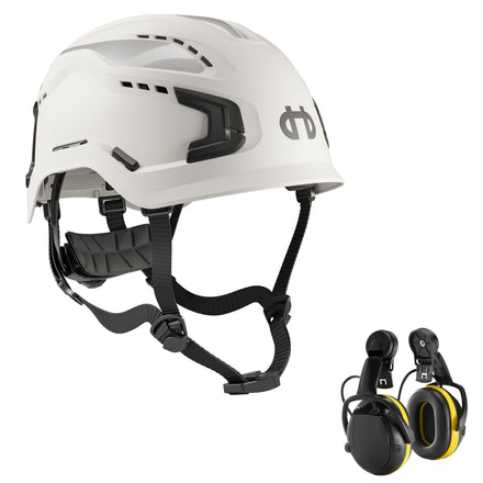 Hellberg Sector Ear Defenders Vented Hard Hat Kit | White