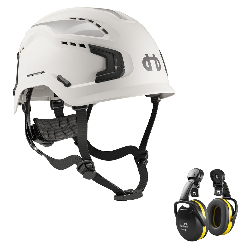 Hellberg Sector Ear Defenders Vented Hard Hat Kit | White