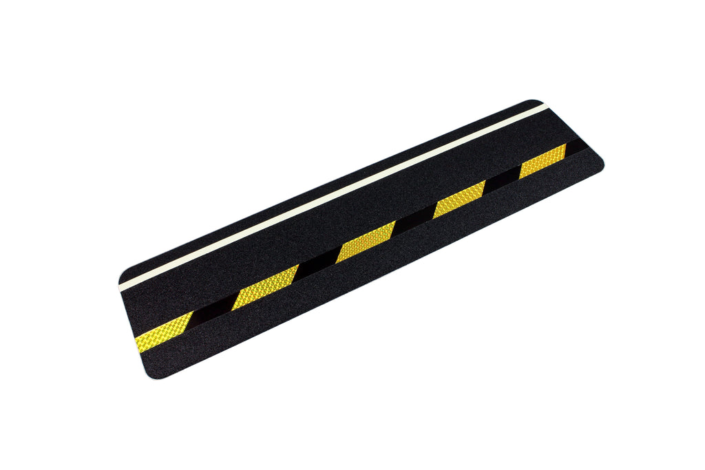 Heskins H3412DUA - Dual Purpose Safety-Grip Striped Tile - Black with Yellow & Glow in the Dark Stripes