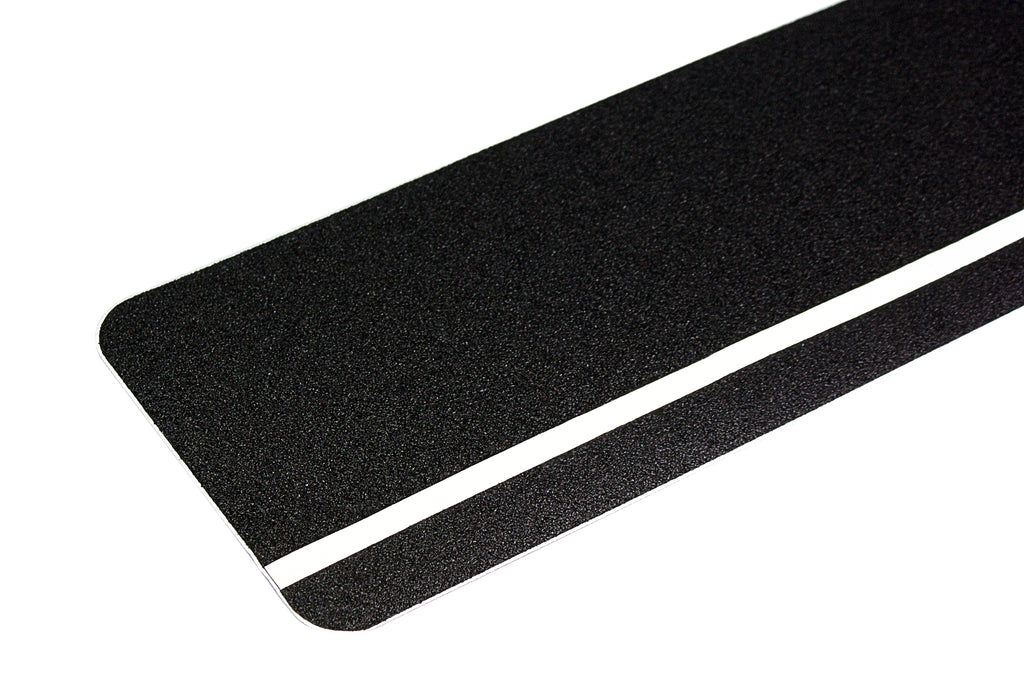 Heskins H3412XUA - Dual Purpose Safety-Grip Striped Tile - Black with Glow in the Dark Stripe