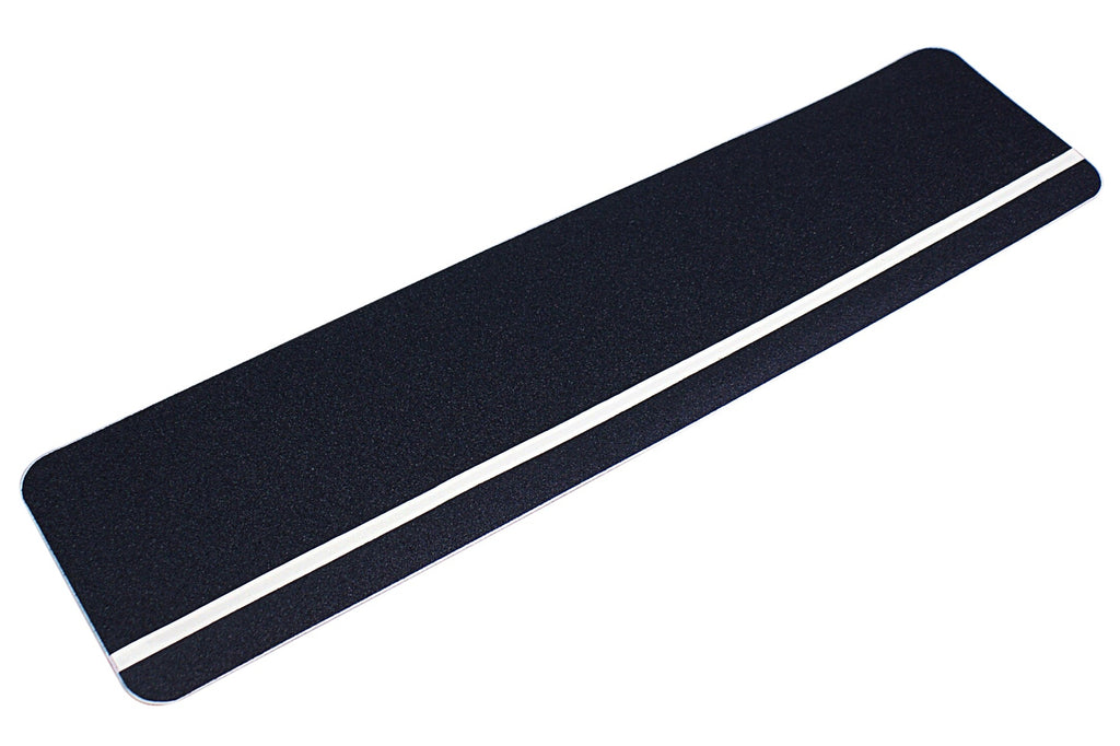 Heskins H3412XUA - Dual Purpose Safety-Grip Striped Tile - Black with Glow in the Dark Stripe