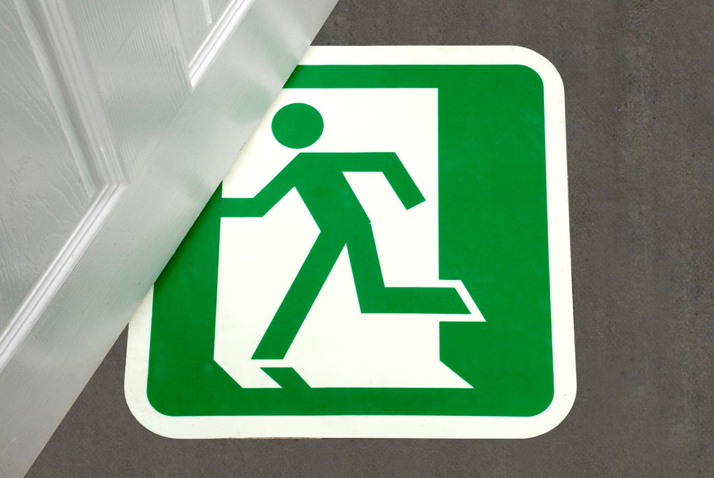 Heskins H7801L - Glow In The Dark Floor Signs - Exit Left