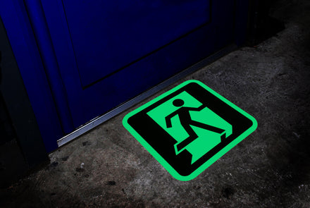 Heskins H7801R - Glow In The Dark Floor Signs - Exit Right