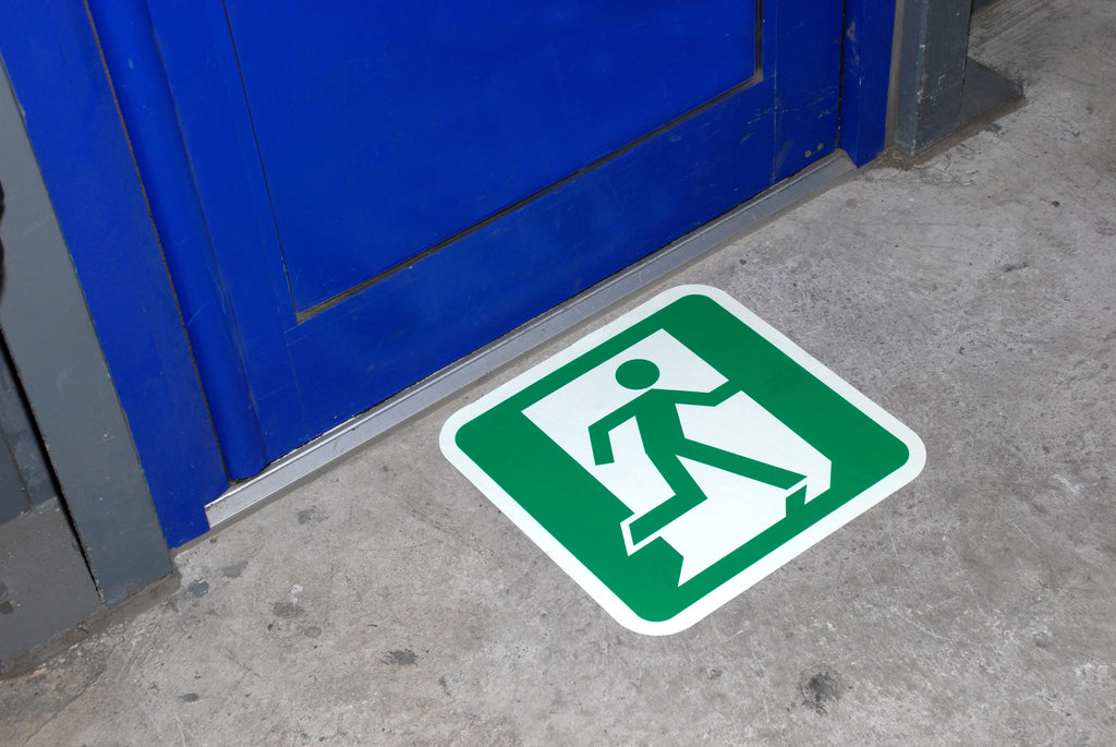 Heskins H7801R - Glow In The Dark Floor Signs - Exit Right