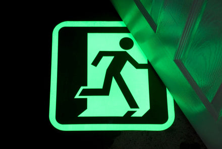 Heskins H7801R - Glow In The Dark Floor Signs - Exit Right