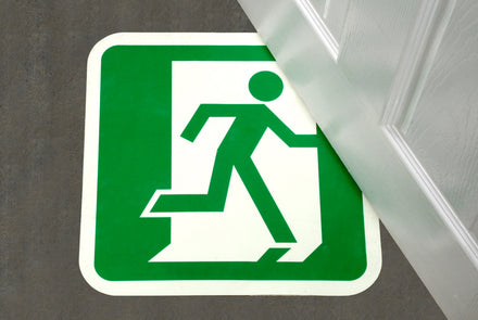 Heskins H7801R - Glow In The Dark Floor Signs - Exit Right