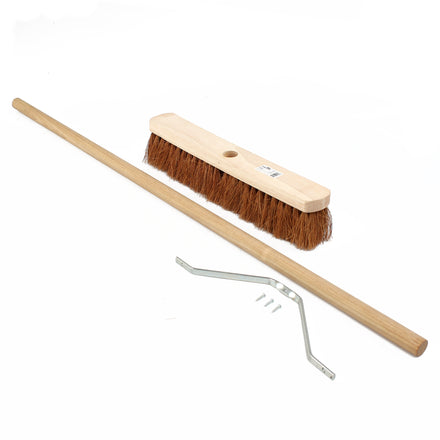 Hillbrush 457mm Contract Soft Platform Broom Coco Fibre (1200mm Wooden Handle & Stay Kit)