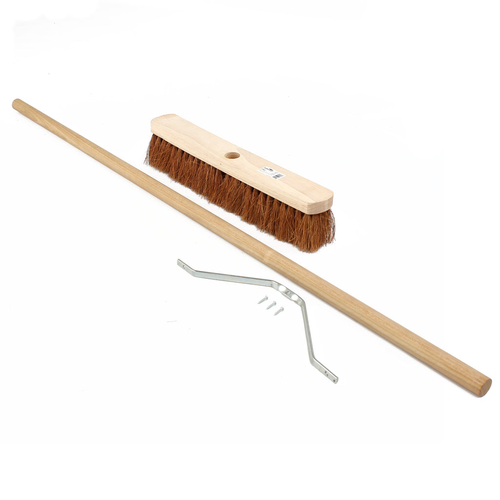 Hillbrush 457mm Contract Soft Platform Broom Coco Fibre (1400mm Tapered Platform Handle & Stay Kit)