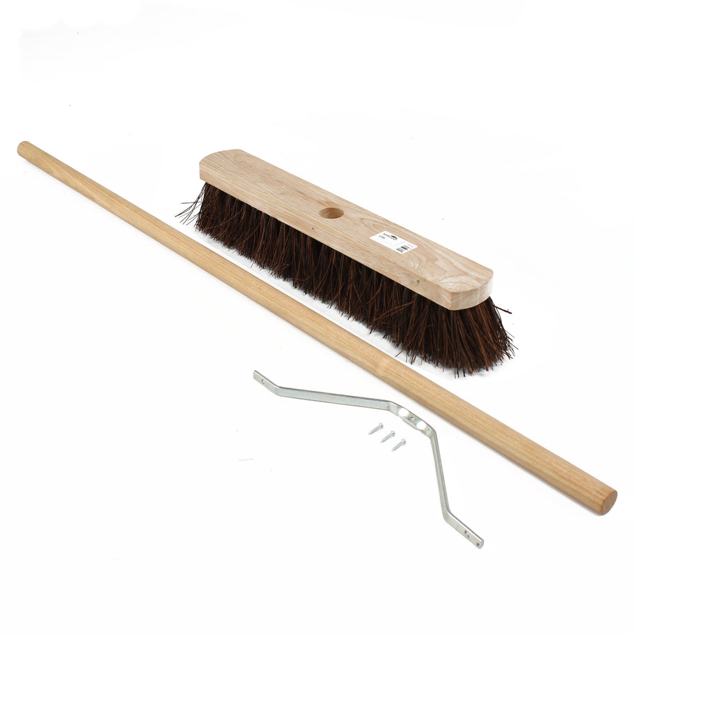 Hillbrush 457mm Contract Stiff Platform Broom Bassine (1200mm Wooden Handle & Stay Kit)