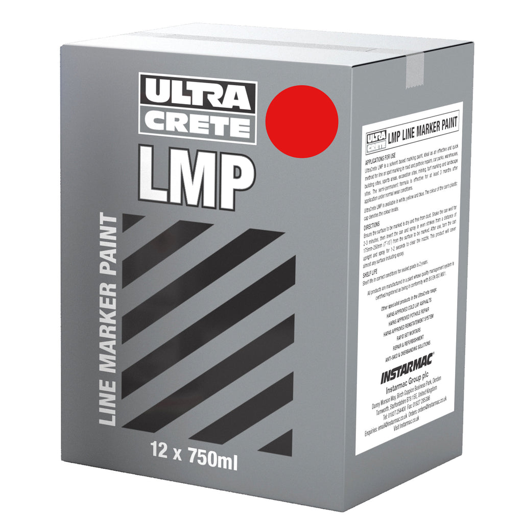 UltraCrete Temporary Line Marking Paint | LMP (Red / Full Box (12 Cans))