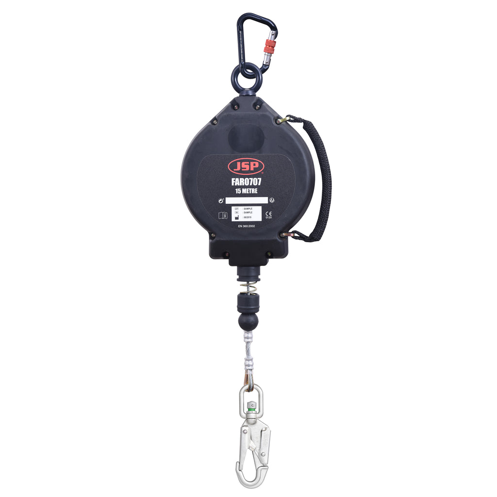 JSP 15m Wire Self Retractable Lifeline Including Swivel Snap Hook