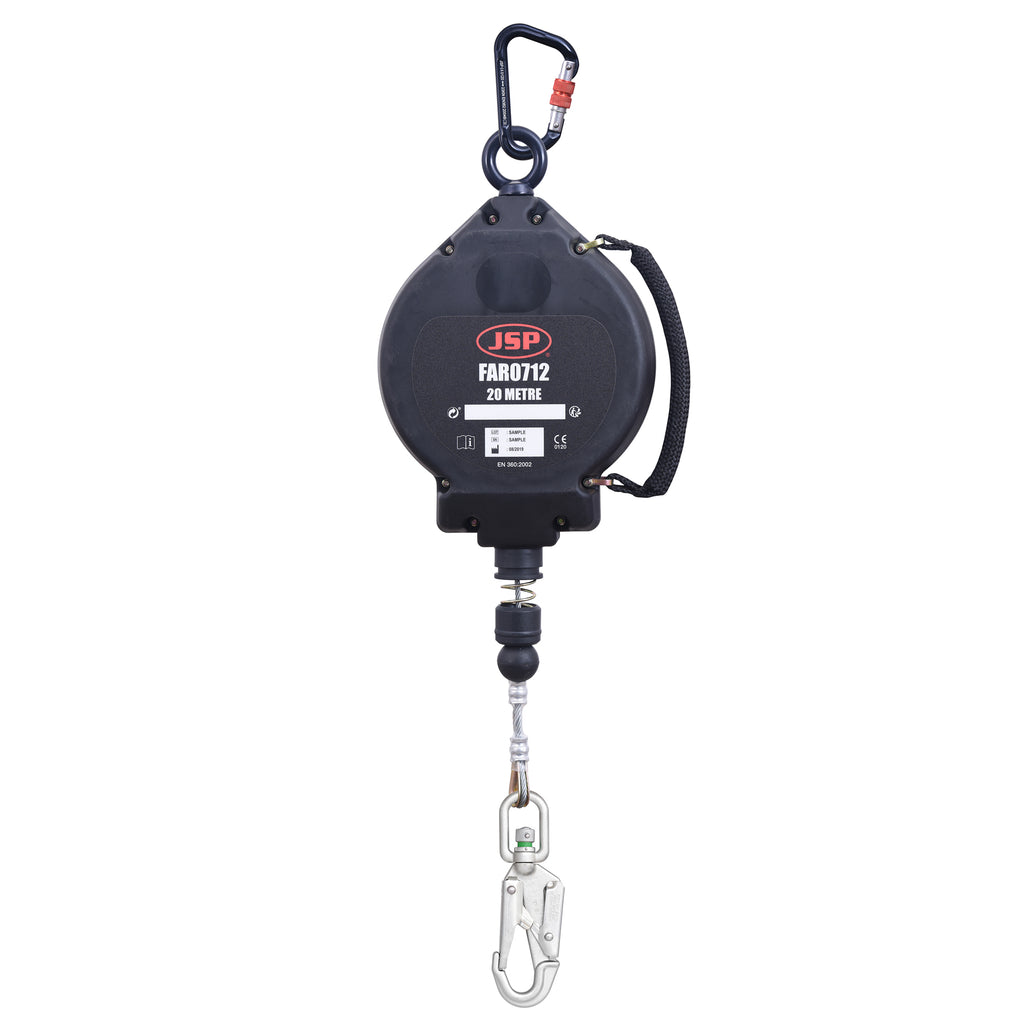 JSP 20m Wire Self Retractable Lifeline Including Swivel Snap Hook