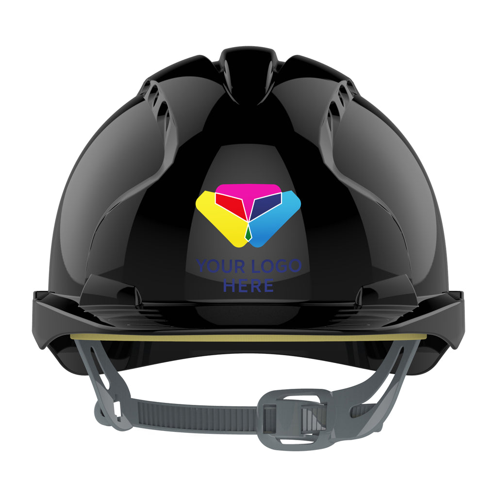 JSP EVO2 Branded Safety Helmet Mid Peak Slip Ratchet Vented Black Start Safety UK