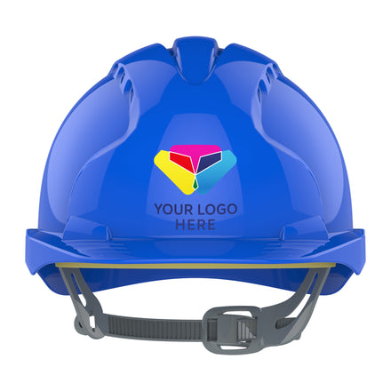 JSP EVO2 Branded Safety Helmet Mid Peak Slip Ratchet Vented (Blue / 1 Colour)