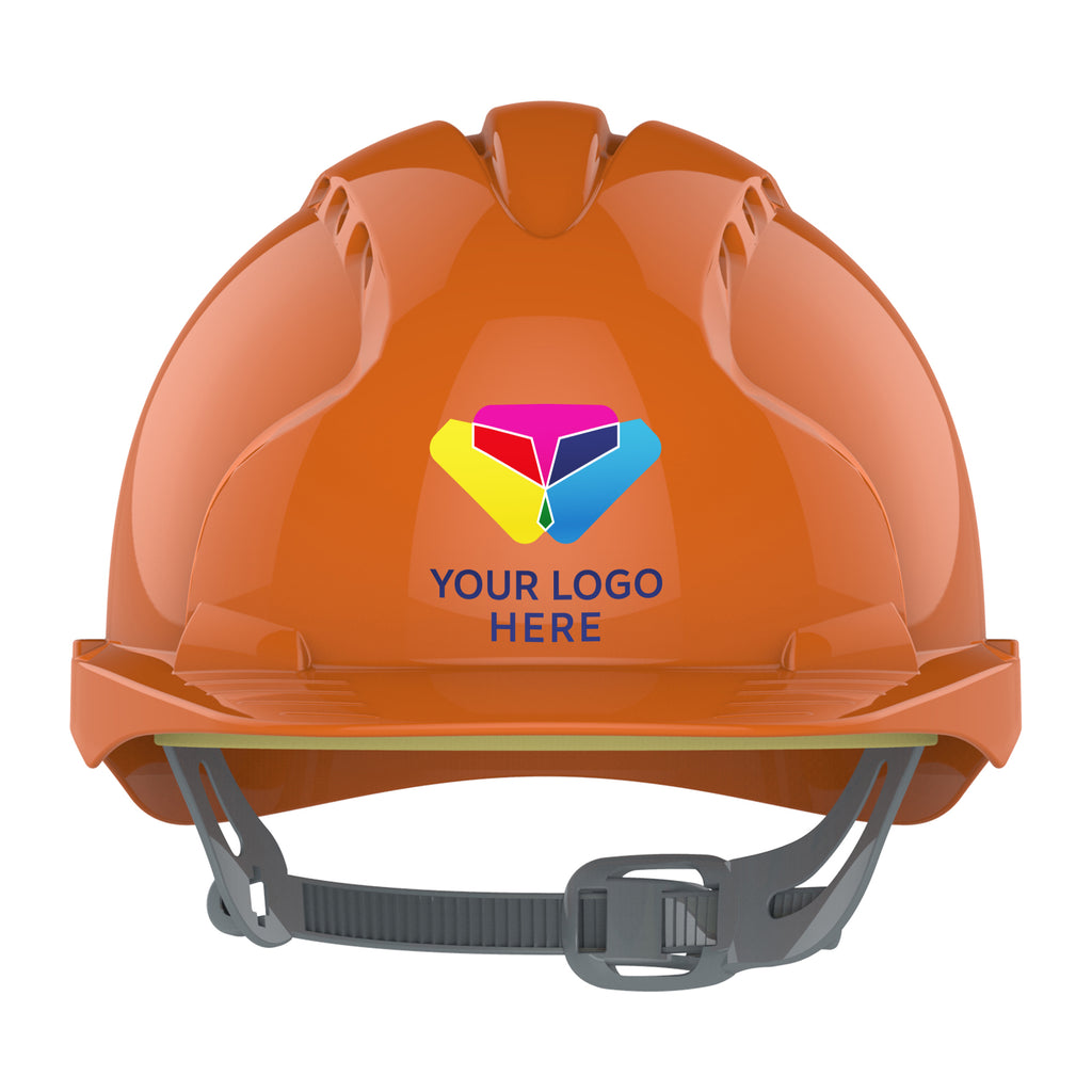 JSP EVO2 Branded Safety Helmet Mid Peak Slip Ratchet Vented (Orange / 1 Colour)