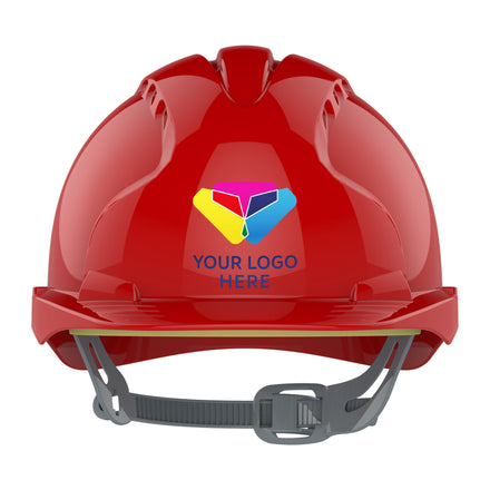 JSP EVO2 Branded Safety Helmet Mid Peak Slip Ratchet Vented (Red / 1 Colour)