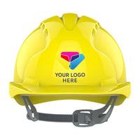 JSP EVO2 Branded Safety Helmet Mid Peak Slip Ratchet Vented | Yellow