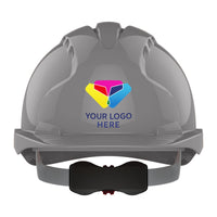 JSP EVO3 Custom Branded Safety Helmet Mid Peak Wheel Ratchet Vented | Grey