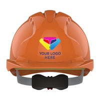 JSP EVO3 Custom Branded Safety Helmet Mid Peak Wheel Ratchet Vented | Orange