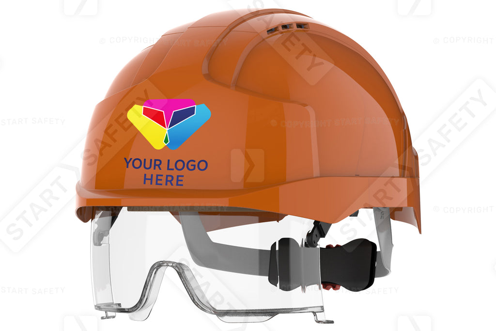 JSP VISTAlens Branded Safety Helmet Mid Peak Wheel Ratchet Vented | White/White