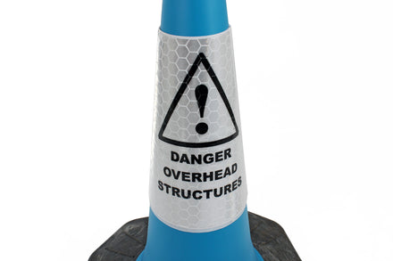 'Danger Overhead Structures' Traffic Cone Sleeve Warning