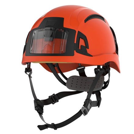 JSP EVO Alta Baseworker Wheel Ratchet Safety Helmet (Hi-Vis Orange / ID Badge Holder)