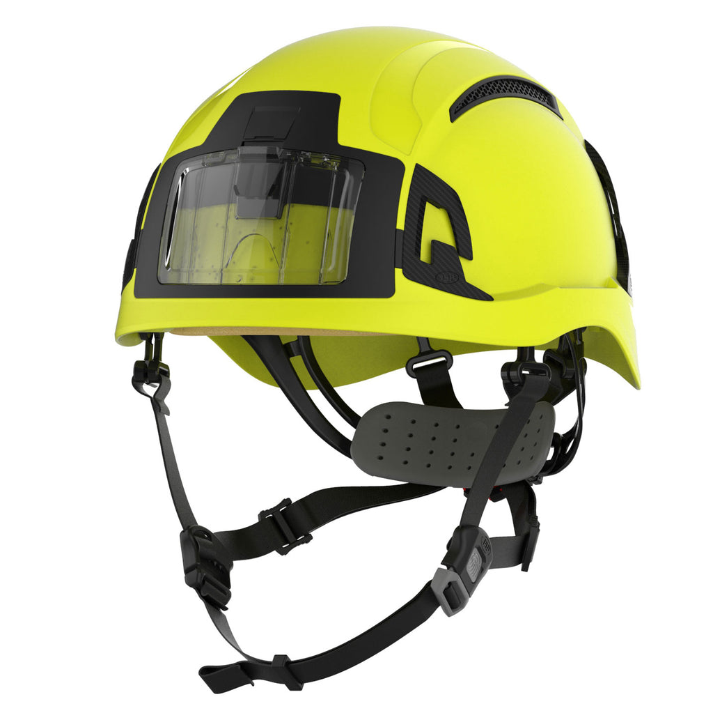 JSP EVO Alta Baseworker Wheel Ratchet Safety Helmet Vented (Hi-Vis Yellow / ID Badge Holder)