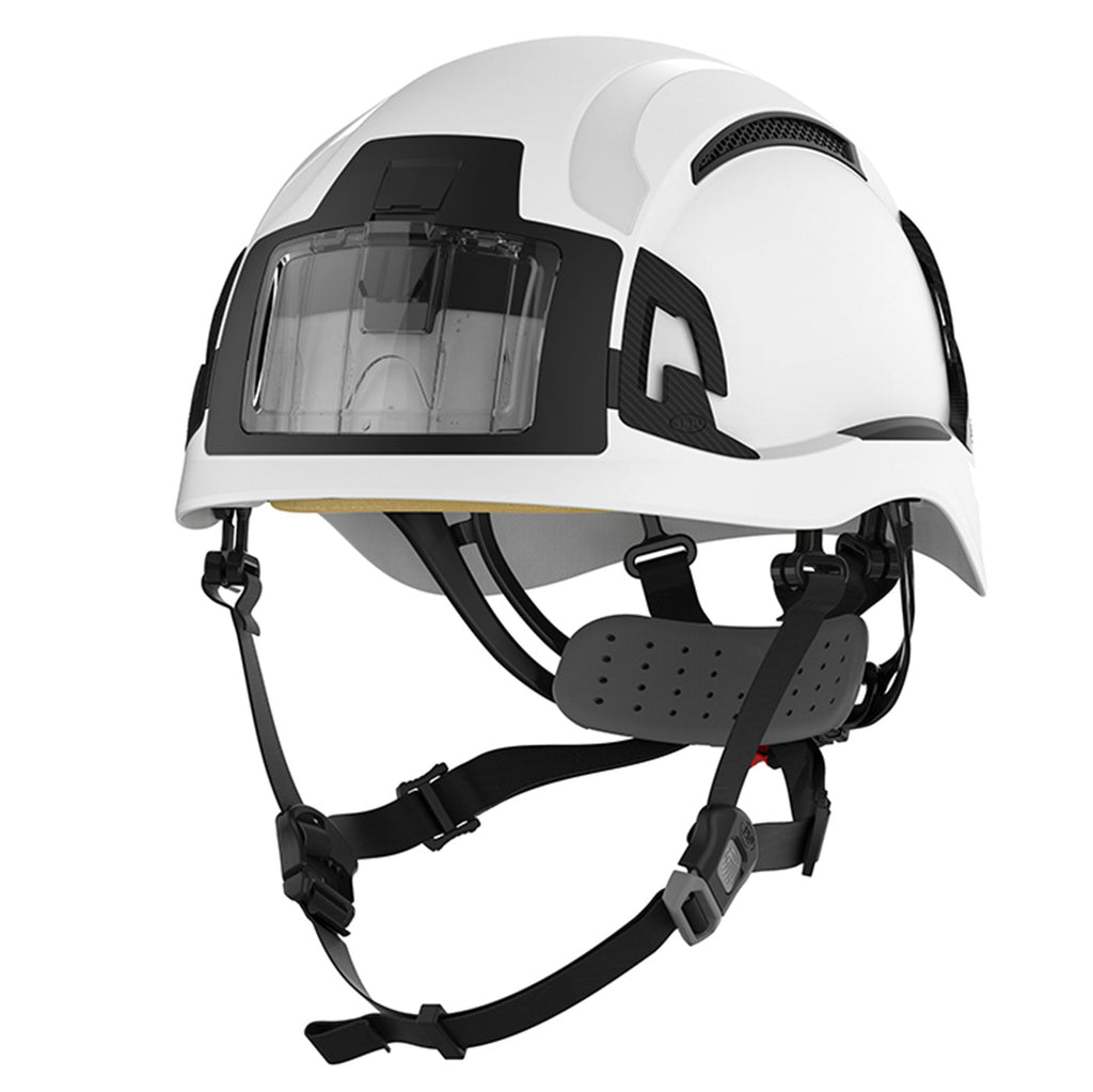 JSP EVO Alta Baseworker Wheel Ratchet Safety Helmet Vented (White / ID Badge Holder)