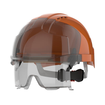 JSP EVO VISTAlens Wheel Ratchet Safety Helmet Vented (Orange/Smoke)