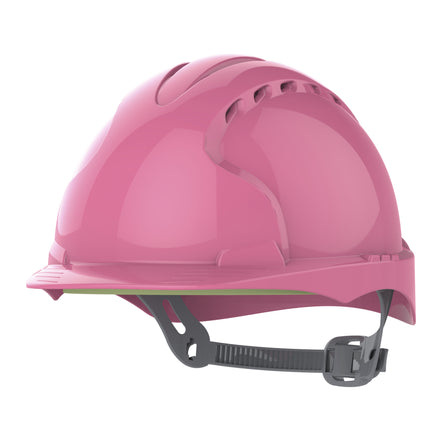 JSP EVO2 Safety Helmet Mid Peak Slip Ratchet Vented (Pink)