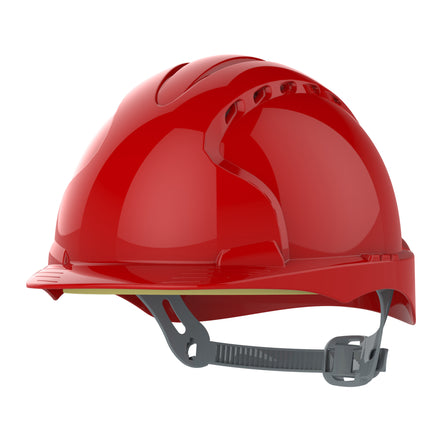 JSP EVO2 Safety Helmet Mid Peak Slip Ratchet Vented (Red)