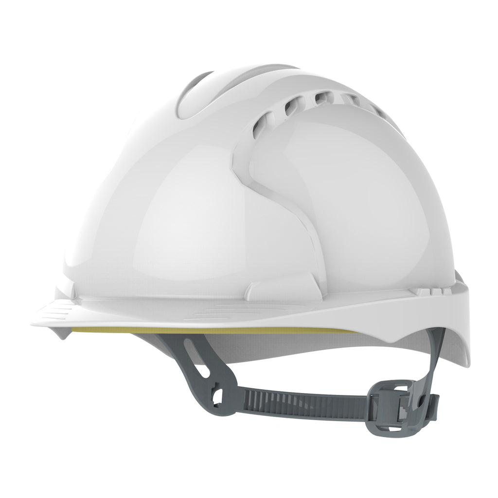 JSP EVO2 Safety Helmet Mid Peak Slip Ratchet Vented (White)