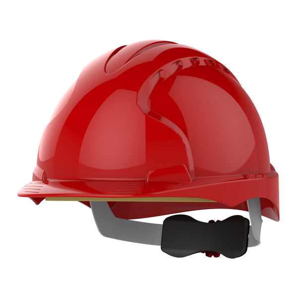 JSP EVO3 Safety Helmet Mid Peak Wheel Ratchet | Red | Start Safety UK