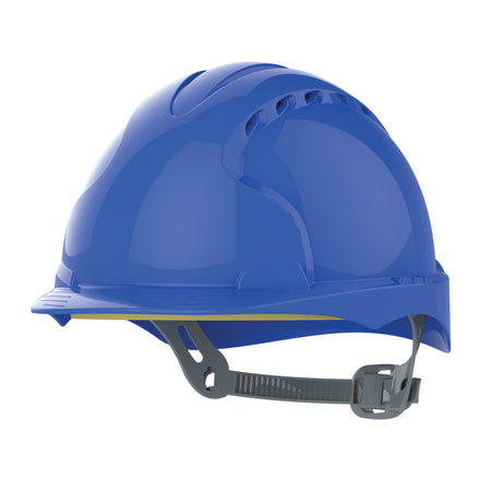 JSP EVO3 Safety Helmet Mid Peak Slip Ratchet Vented (Blue)