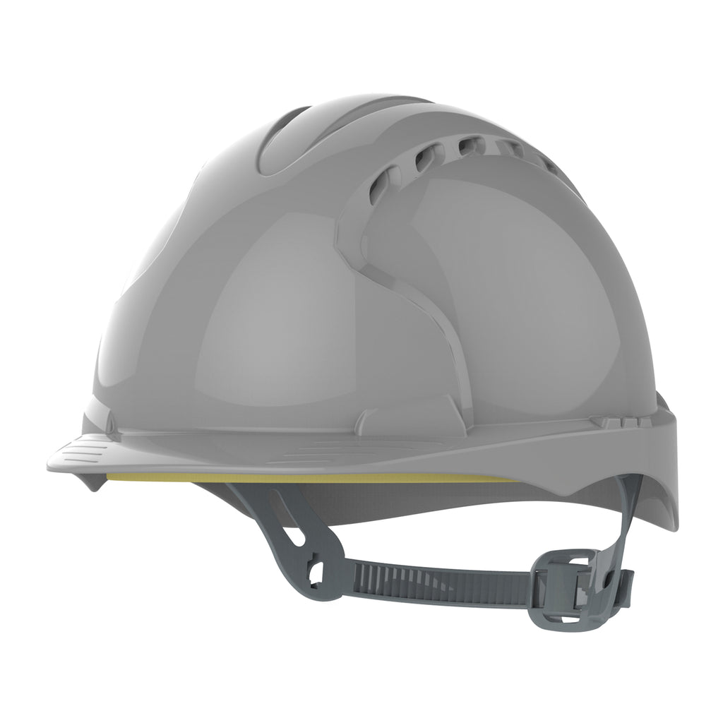 JSP EVO3 Safety Helmet Mid Peak Slip Ratchet Vented (Grey)