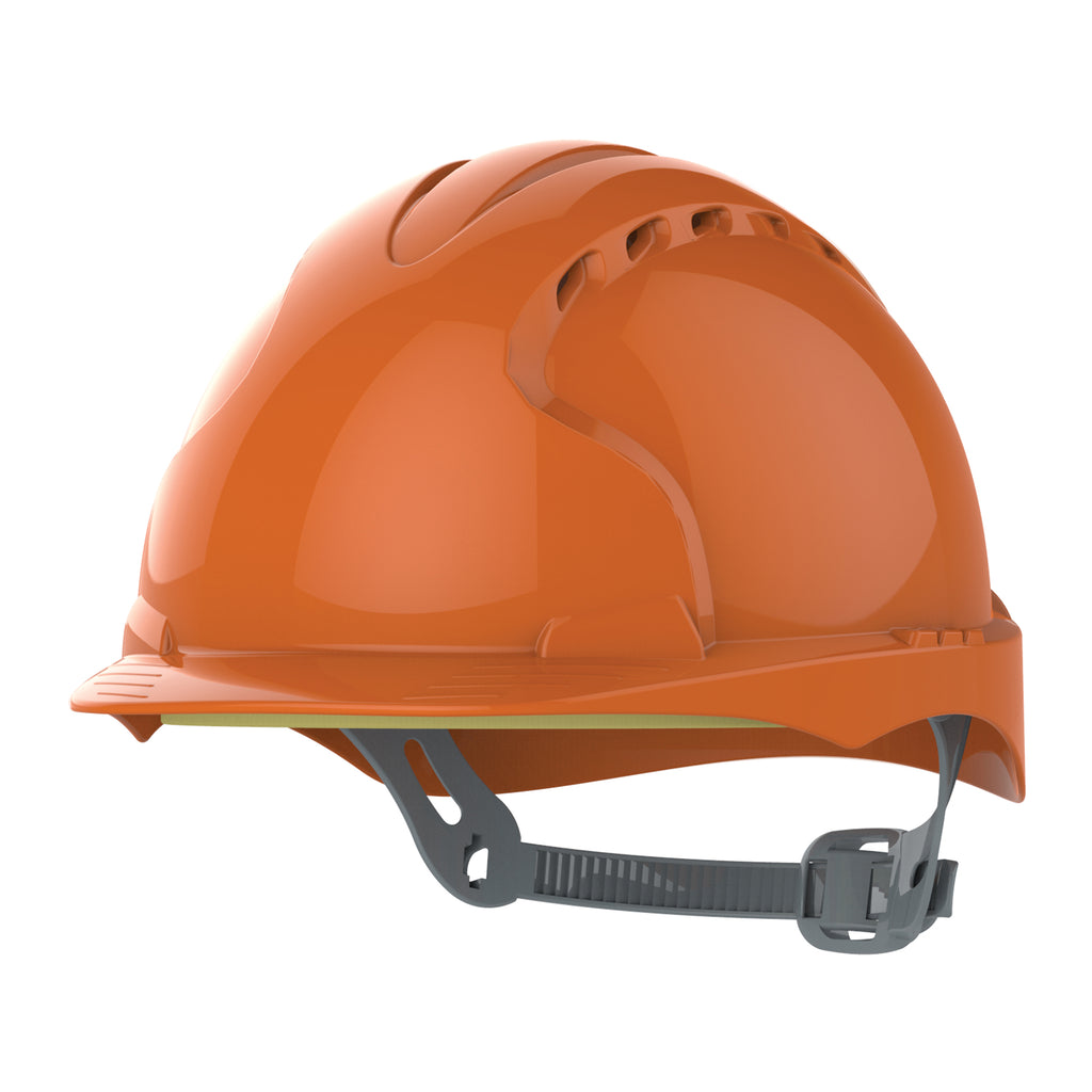 JSP EVO3 Safety Helmet Mid Peak Slip Ratchet Vented (Orange)