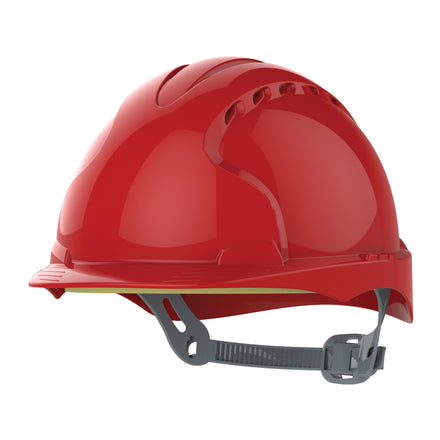 JSP EVO3 Safety Helmet Mid Peak Slip Ratchet Vented (Red)