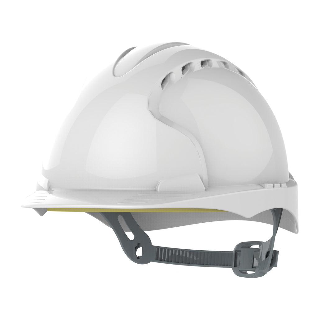 JSP EVO3 Safety Helmet Mid Peak Slip Ratchet Vented (White)