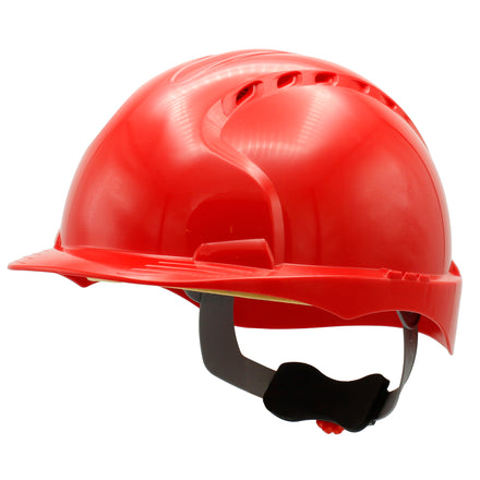 JSP EVO3 Safety Helmet Mid Peak Wheel Ratchet Vented (Red)